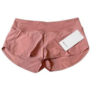 lululemon NWT Speed Up Shorts Low Rise Pink Savannah 2.5” Size 6